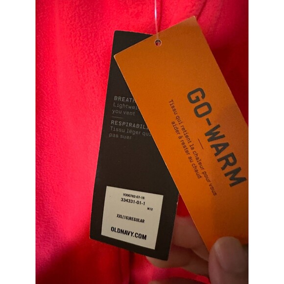 NWT Old Navy Active Go-Warm Pull Over Fleece - Size XXL 16 girl, Bright Coral - Picture 3 of 5